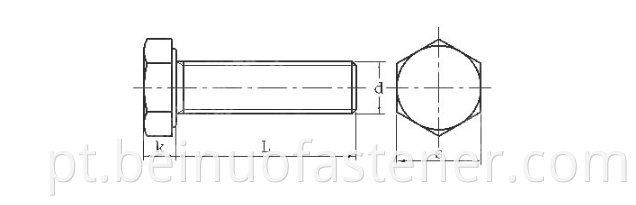 Aço inoxidável Hex Hex Hex Bolt DIN933 Frea completa M10 parafuso sexto